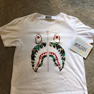 BAPE. Bape White Shark Tee